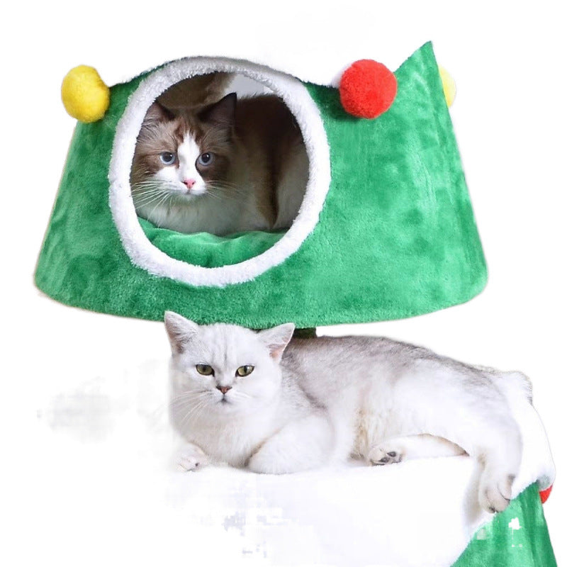 christmas themed cat nest
