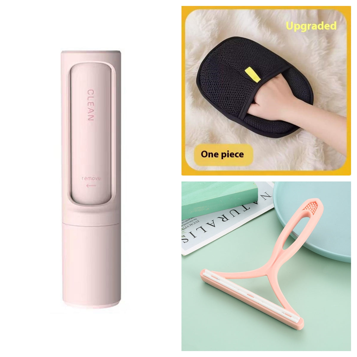 2-1 portable lint roller & deshedding brush reusable