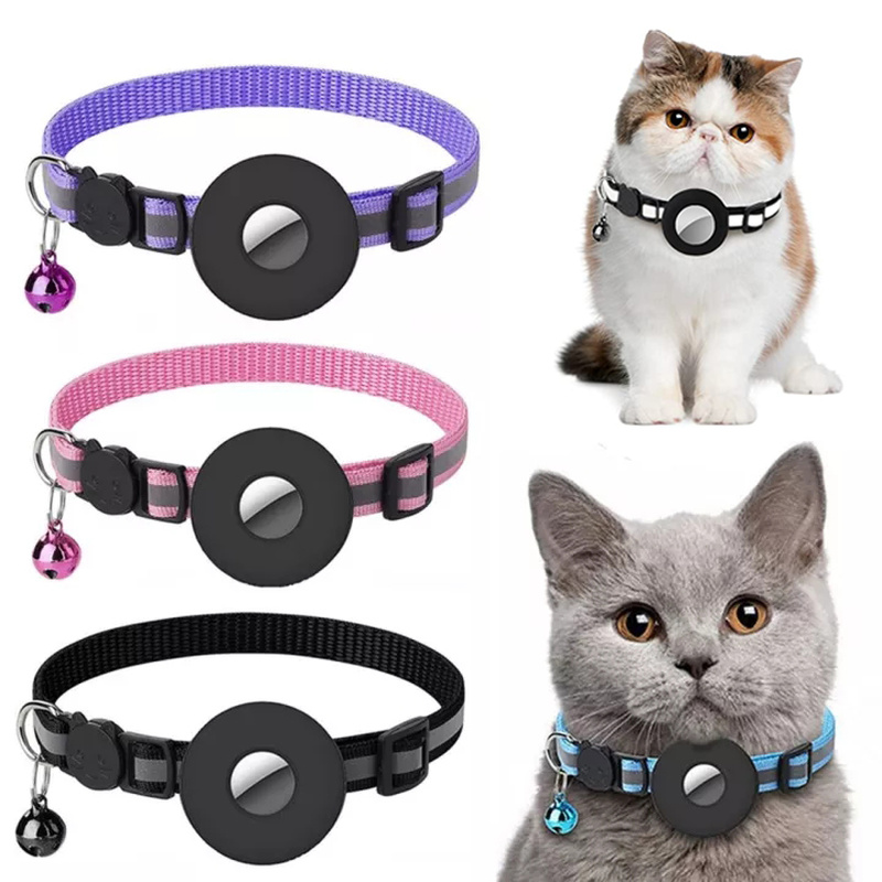 Reflective Pet Collar with AirTag Case