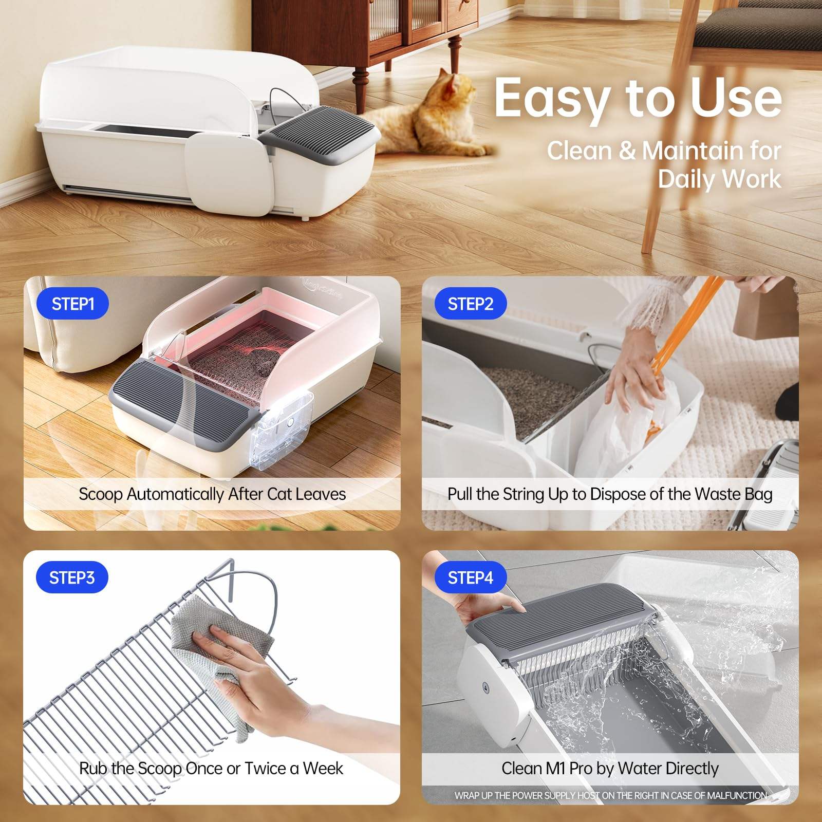 automatic self cleaning cat litter box