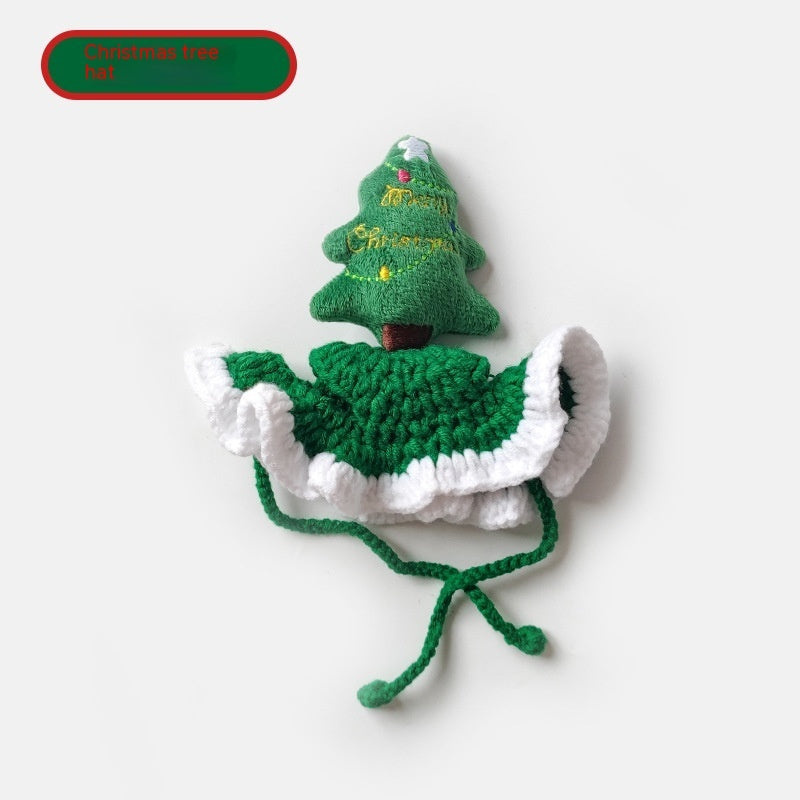hand crocheted chrismas pet hood